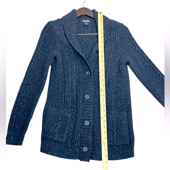 Lands’ End Classic Chunky Knit Wool Blend Button Front Cardigan Size Small - Picture 5 of 9